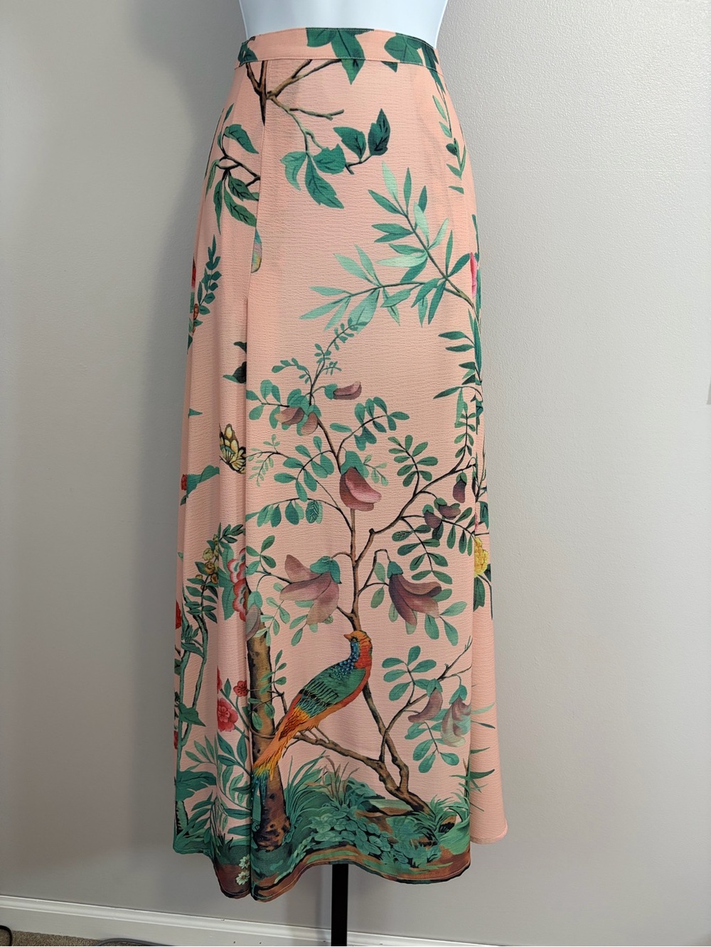 NWOT ArattaSilent Journey- Peach Botanical & Bird Print Maxi Skirt - Picture 16 of 16